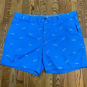 Izod Blue Shark Print Men's Flat Front Shorts